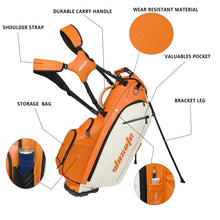 Load image into Gallery viewer, Waterproof PU Leather Golf Stand Bag, 6 or 14 Way Top Dividers,Golf Bag (Orange -14Way)
