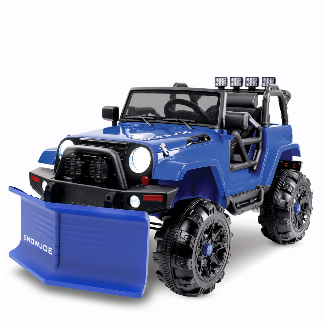 24 Volt Ride On Car Toy with Snow Plow Scoop and Parental Remote, Blue
