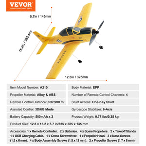 RC Plane, 2.4GHZ 4 Channel RC Airplane with 6-Axis Gyro Stabilizer&2 Batteries, Ready to Fly T28 Trainer Aircraft Plane Toy, RC Glider
