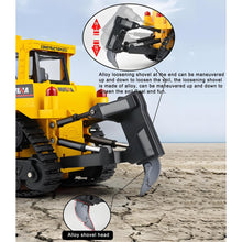 Load image into Gallery viewer, Remote Control Bulldozer 1/16 RC Front Loader Tractor Toy 2.4Ghz RC Construction Vehicles RC Dozer Toys for Boys Adults, 9 Channel Track Dozer
