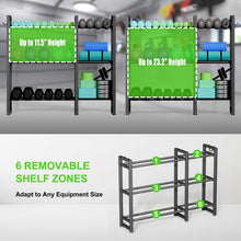 Load image into Gallery viewer, ﻿800LBS Capacity Multifunctional Home Gym Storage Rack with Side Hooks, Heavy Duty Adjustable  Rack for Dumbbells
