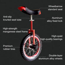 Load image into Gallery viewer, 24&quot; Unicycle, One Wheel Bike, Cycling Outdoor Sports Fitness Exercise with Skidproof tire,Black,24”
