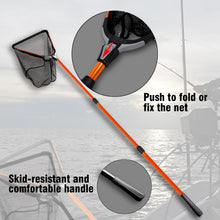Load image into Gallery viewer, Fiblink Folding Aluminum Fishing Landing Net Fish Net with Extending Telescoping Pole Handle (Orange-Extend Length: 59-118 inches)
