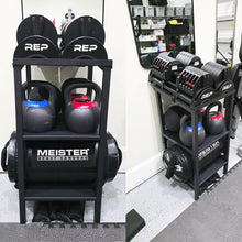Load image into Gallery viewer, OGODU Commercial Heavy Duty Adjustable Dumbbell Stand &amp; Kettlebell Stand, Adjustable Dumbbell Weight Rack, Kettlebell Storage Rack, Weight Rack for Garage/Home Gym/Commercial with Non-Slip Base, Anti-Tip Safety &amp; Space-Saving Design, Weight Capacity 500/6
