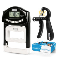 Load image into Gallery viewer, Handeful Grip Strength Tester Trainer - Dynamometer Handgrip Measurer Meter, Handheld Strengthener Exerciser for Sports, School, and Home Use（Black with strengthener）
