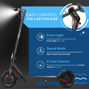 430W Peak Motor Electric Scooter, 10" Tires,17 Miles Range, 19 MPH Speed, Dual Brake System, Electric Scooter