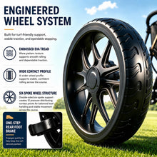 Load image into Gallery viewer, JANUS Pace Golf Push Cart with 360° Rotating Phone Holder, 3-Wheel Foldable Golf Cart with One-Click Folding, Wide EVA Wheels, Foot Brake, Adjustable Handle, Cooler Bag &amp; Scorecard Console
