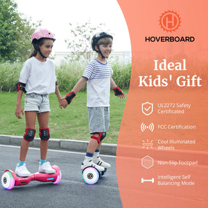 Hoverboard with Music Speaker, 6.5" LED Wheels Lights Self Balancing Scooter, Max 5Miles Range & 6.2mph Powered (Pink)