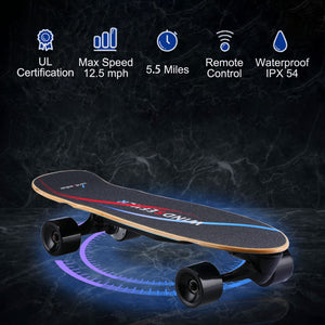 Electric Skateboard with Remote，Carver Skateboard with Carving Truck, 26" Land Surfskate, 350W Brushless Motor, Max 12.4 MPH, Max Load 155Lbs