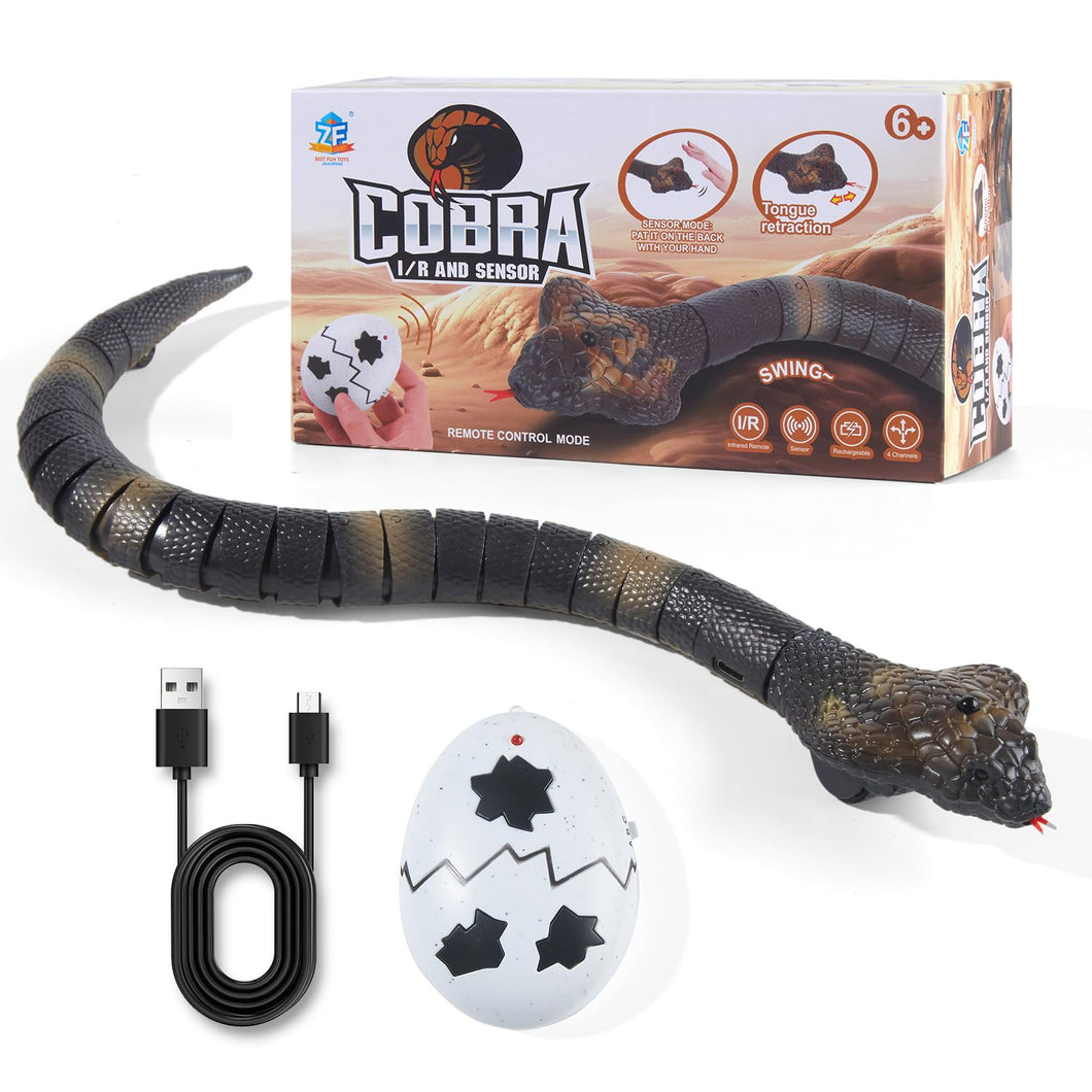 Remote Control Snakes Realistic Rc Snake Prank Cobra Rechargeable Smart Sensing Cat Toy with Infrared Controller Snake Toys, Prank Gifts
