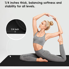 Load image into Gallery viewer, Wimwum Extra Wide Yoga Mat 72" x 32", 11mm Non Slip TPE Exercise Mat with Carrying Strap, Large Workout Mat for Yoga, Pilates, Stretching, HIIT &amp; Home Gym, black
