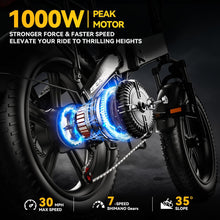 Load image into Gallery viewer, Folding Electric Bike,750W Motor(Peak1000W) Ebike for Adults with 614Wh Li-ion Battery,20&quot;*4.0&quot; Fat Tire 30MPH Electric Bicycle 7-Speed
