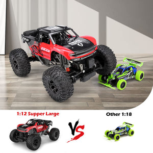 RC Trucks 4x4 Offroad Waterproof - 1:12 Scale Large Amphibious Remote Control Car, Dual Motors Crawler Vehicle, Monster Toys