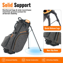 Load image into Gallery viewer, Camboke 15-Way Golf Stand Bag, Lightweight Golf Bag with Full-Length Dividers&amp;Rubber Top, Golf Club Carry Bag with Cooler Pocket, Dual Strap, Rain Hood for Men Women (Camo/Orange)
