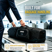 Load image into Gallery viewer, JANUS Golf Travel Bag with Wheels for Airlines, 360° Spinner Golf Travel Case with Collapsible Support Legs System, Reinforced Hard Base Golf Club Travel Bag, Airline-Ready Golf Travel Cover
