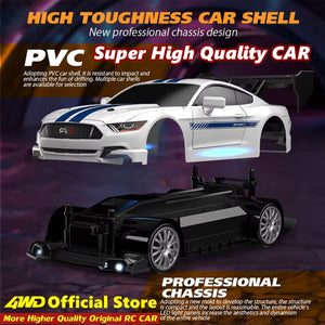 1:24 Scale RC Drift Car 4WD 2.4GHz 30KM/H High Speed Racing Sport Toy Car with LED Lights, Racing and Drift Wheels