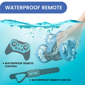 Amphibious Remote Control Car Boat, 4WD Gesture RC Car with Waterproof Remote Control, RC Stunt Car with LED Lights