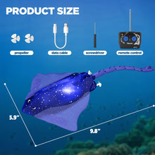 Load image into Gallery viewer, Remote Control Boat High-Simulation Diving Manta Ray Pool Toys for Kids Age 4+, 2.4gz RC Boat Stingray Robot Fish Toy (Blue)
