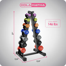 Load image into Gallery viewer, HolaHatha Neoprene Dumbbell Weights Set w/ Rack, Home Gym Equipment, 146 Lbs, Multicolor - Portable Weighted Exercise Dumbbells for Fitness, Training, and Lifting Workouts
