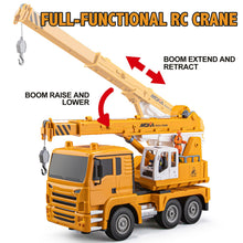 Load image into Gallery viewer, 13 Channel RC Crane Truck, 2.4G Remote Control Crane Toy Construction Vehicles with Lights, Sounds, Hook Up and Down
