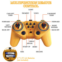 Load image into Gallery viewer, Remote Control Excavator Toys, 14 Channel 1:14 RC Construction Vehicles Toy with Mist Spray, 2.4GHZ Light and Sound RC Digger
