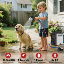 Load image into Gallery viewer, CAMPLUX Nano 3 Portable Propane Water Heater with Pump Kit, Compact &amp; Lightweight Design, Quick Connect Pump Cables &amp; Extension Hoses, Outdoor Camping Shower for Off-Grid Cabin, Hiking, RV
