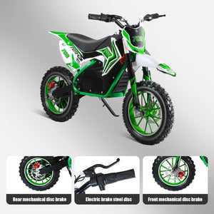 49cc Gas Power Dirt Bike, 49cc Mini Motorcycle with Off-Road Tires, Gas Power Motocross, Green