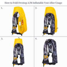 Load image into Gallery viewer, Owntop Automatic/Manual Inflatable Vest, Manual Convertible Option, Low Profile, Zipper Closure, Inflatable Fishing Jacket for Kayaking, Boating and Fishing, 24g CO2 Cylinder Included
