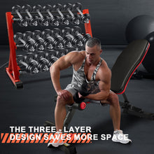 Load image into Gallery viewer, Prime Prosperity Dumbbell Rack 3 Tier Heavy Duty Weight Organizer Dumbbell Storage Stand Holder 1100lbs Capacity Quick Assembly Dumbbell Weight Storage Rack For Home Gym, Red (Rack Only)
