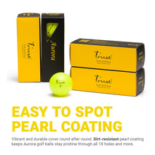 Load image into Gallery viewer, Trust Golf Ball | Aurora Bright Yellow | Soft | Distance | Straight Flight | Easy to Spot | Crystal Urethane Cover | 3-Piece | 12 Balls
