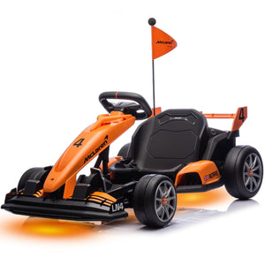 24V Electric Go Kart, Licensed Drift Kart, Length Adjustment, LED Light, Crazy Cart for Kids Ages 6+, 400W Motor, Max Loads 130 LBS