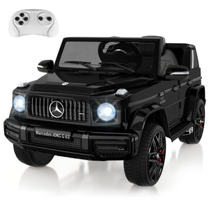 12V Kids Ride on Car, Licensed Mercedes Benz G63 Electric Car w/Remote Control, Music, Spring Suspension, Black