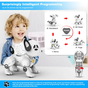 Remote Control Robot Dog Toy, RC Dog Programmable Smart Interactive Robotic Pets, RC Stunt Robot Toys Dog Imitates, White