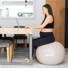 Load image into Gallery viewer, BABYGO Birthing Ball - Pregnancy Yoga Labor &amp; Exercise Ball &amp; Book Set Trimester Targeting - (Oatmeal, 65cm - Manual)
