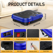 Load image into Gallery viewer, Trekora Vibration Plate Exercise Machine, Vibrating Fitness Platform for Lymphatic Drainage, Full Body Shaker Workout Equipment, Vibrate Fitness Platform for Home Women Men Exercise Gym (Blue)
