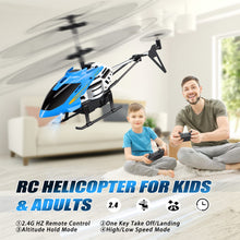 Load image into Gallery viewer, RC Helicopters - Remote Control Helicopter Toys: One Key Take-Off/Landing, Automatic Altitude Hold, LED Light &amp; 3.5 Channel, Blue
