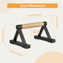 Load image into Gallery viewer, BESTWEI Wood Triangle Push Up Bars for Floor, Strength Training Pushup Stands Parallettes Bars for Home Calisthenics, Fitness, Floor Workouts Solid Wood with Sturdy Metal Bracket, Support 500 lbs
