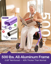 Load image into Gallery viewer, Kekoy Bariatric Rollator Walker for Seniors with Seat, 500 lbs Heavy Duty Walker, 19.5" Extra-Wide Seat, 10" All-Terrain Wheels, Adjustable Height, Foldable Rolling Walker, Hidden Brake Cables, Purple

