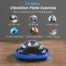 Load image into Gallery viewer, Vibration Plate Exercise Machine, Vibrating Fitness Platform for Lymphatic Drainage, Full Body Shaker Workout Equipment, Bluetooth Power Shaping Vibrate Plate, Board Sport for Home Exercise Gym, Blue

