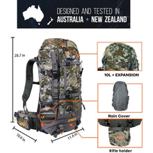 Load image into Gallery viewer, SPIKA Hunting Backpack Internal Frame for Men Waterproof Hunting Pack Camouflage with Rifle Holder Extendable 40L+ Capacity
