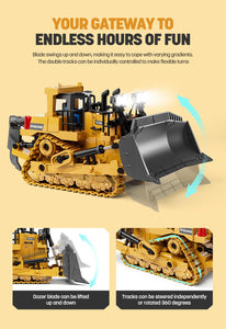 Remote Control Bulldozer Toys for Boys, Remote Control Bulldozer with Metal Dozer Blade