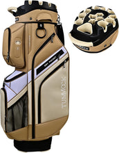 Load image into Gallery viewer, TUMMOCK Golf Cart Bag, 14-Way Top Divider with Multiple Storage Pockets, Handles and Rain Cover, Lightweight &amp; Durable Golf Bag for Men, Cart-Friendly Design (Khaki)
