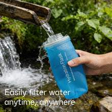 Load image into Gallery viewer, GUYI 1.0L Collapsible Water Filter Bottle, Removes Impurities, BPA Free, Ultralight for Hiking, Camping, Cycling &amp; Travel-Blue
