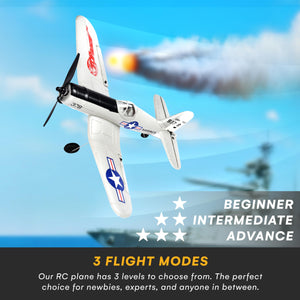 Top Race Remote Control Airplane - Ready to Fly 4 Channel RC Plane for Adults - Advanced Foam Construction - Remote Controlled War