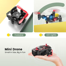 Load image into Gallery viewer, Foldable Mini Nano RC Drone for Kids Gift Portable Pocket Quadcopter with Altitude Hold 3D Flips and Headless Mode Easy to Fly for Beginners
