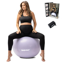 Load image into Gallery viewer, BABYGO Birthing Ball - Pregnancy Yoga Labor &amp; Exercise Ball &amp; Book Set Trimester Targeting (Lavender, 65cm - Electric)
