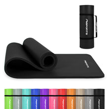 Load image into Gallery viewer, MSPORTS Thick Yoga Mat Premium Non Slip – Extra Comfortable Exercise Mat for Home Workouts, Pilates, Stretching &amp; Gym – Cushioned NBR Foam, Yoga Mat with Strap, for Women &amp; Men (Black, 74.5 x 32 x 0.6 in)
