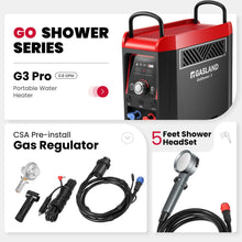 Load image into Gallery viewer, GASLAND GoShower 3 Portable Tankless Water Heater, Rechargeable Camping Shower with Built-in Battery, Instant Hot Water System, 12V Car Powered Outdoor Water Heater for Camping
