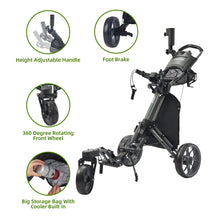 Load image into Gallery viewer, FLAGTAG Golf Push Cart 3 Wheel with 360 Swivel Front Wheel,Lightweight and Foldable Walking Golf Cart，One-Click Foldable,with Foot Brake
