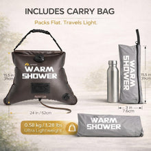 Load image into Gallery viewer, suvast Solar Shower Bag, 4 Gallon/15L, TPU Portable Solar Shower for Camping &amp; Outdoor Cleaning, with Hose and Carry Bag
